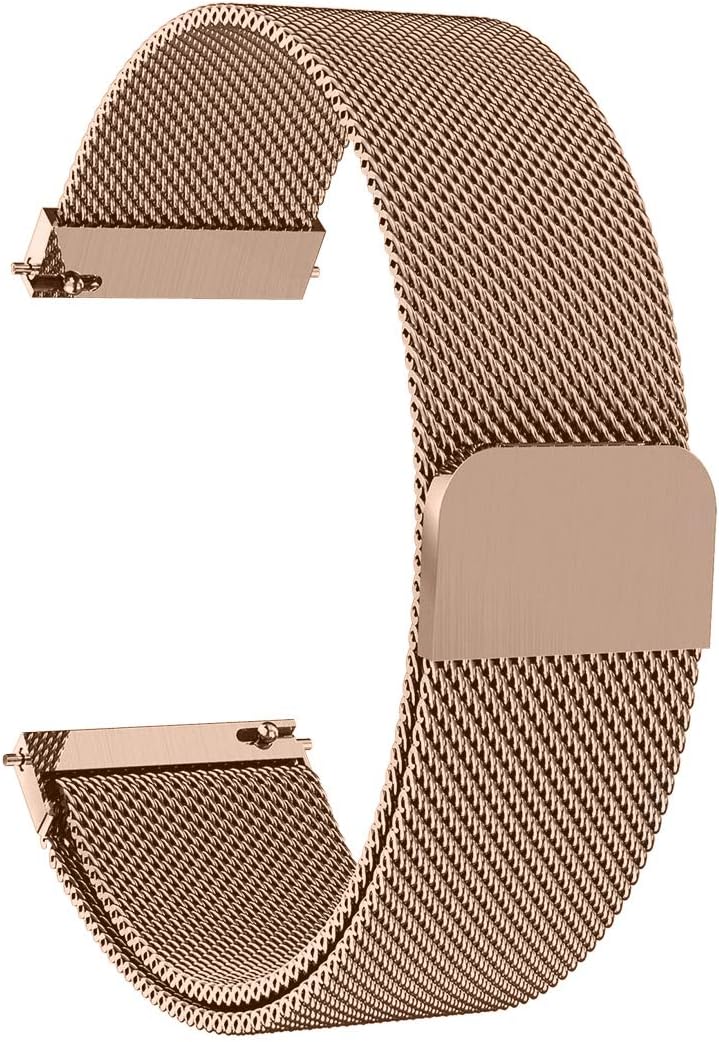 Morsey Compatible with Samsung Galaxy Watch (42mm)/Galaxy Watch Active/Active2 Bands, 20mm Stainless Steel Mesh Loop Replacement Bracelet Strap for Galaxy Watch 42mm/Gear Sport Smartwatch (Rose gold)