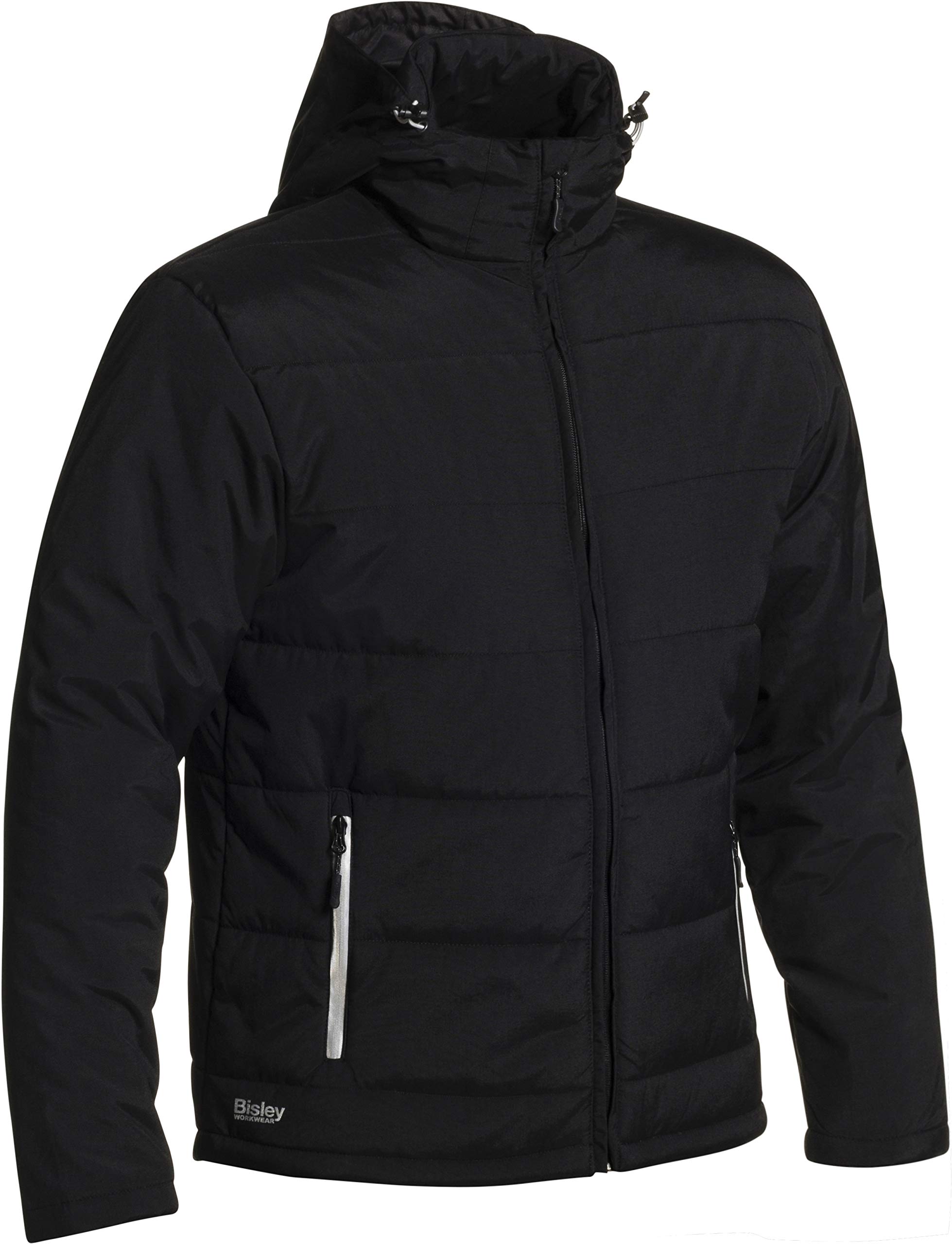 Bisley Workwear UKBJ6928_BBLK Jacket Flex & Move Puffer Jack with Adjustable Hood Oxford Long Sleeve - Black, XL