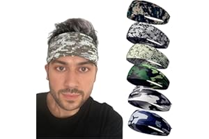 LECHI Sweat Headbands for Men,6 Pack Workout Sports Hairband for Gym, Ideal for Fitness,Running,Cycling,Hike