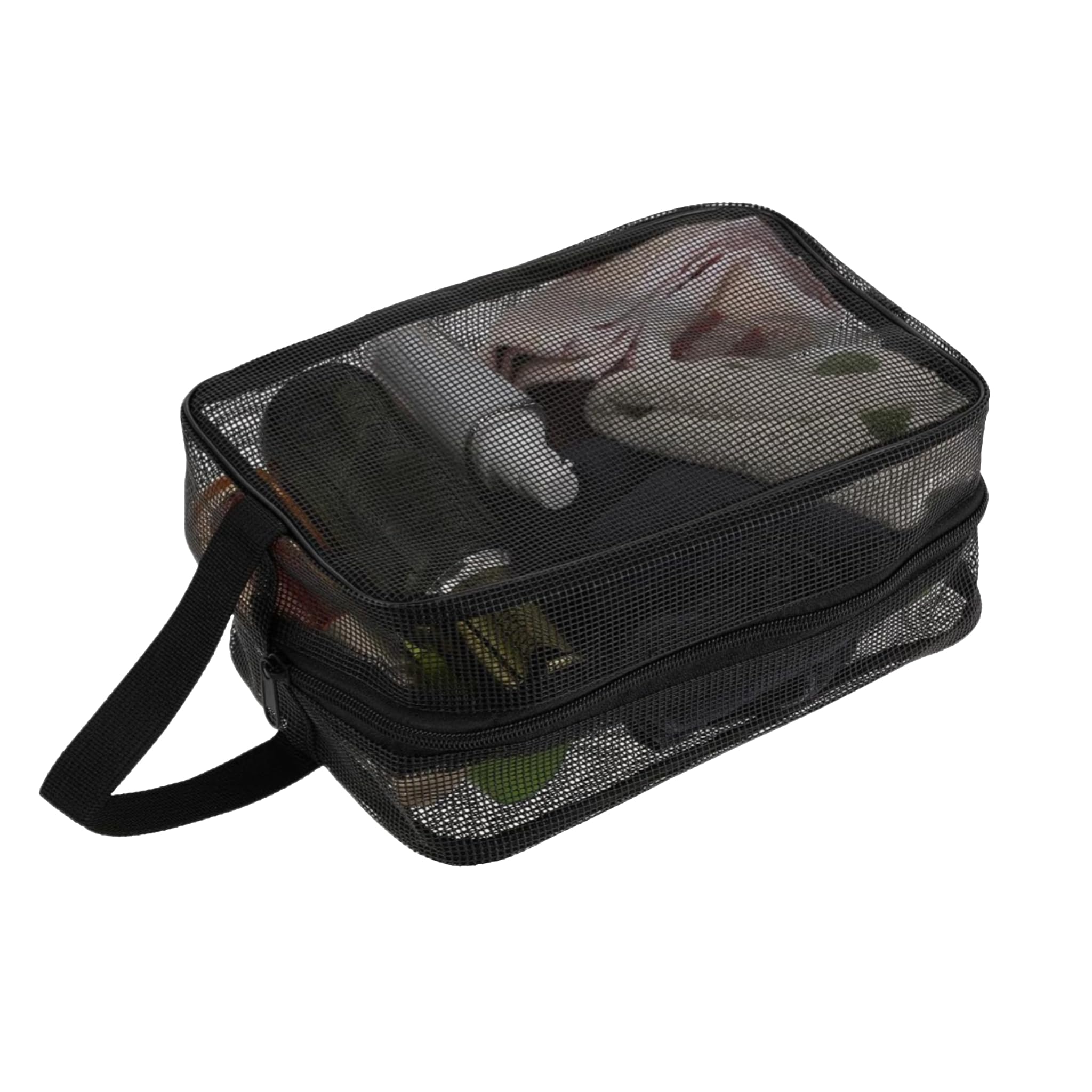 Photo 1 of 1 Pc Black Mesh Shower Bag, Protable Toiletry Mesh Shower Caddy Travel Bag, Quick Dry Tote Bag for Gym Travel Camping College Dorm Room Bathroom
