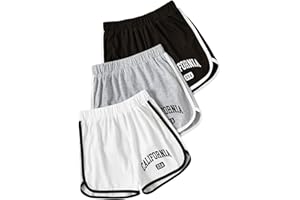 SHENHE Girl's 3 Piece Letter Graphic Elastic High Waisted Track Dolphin Shorts