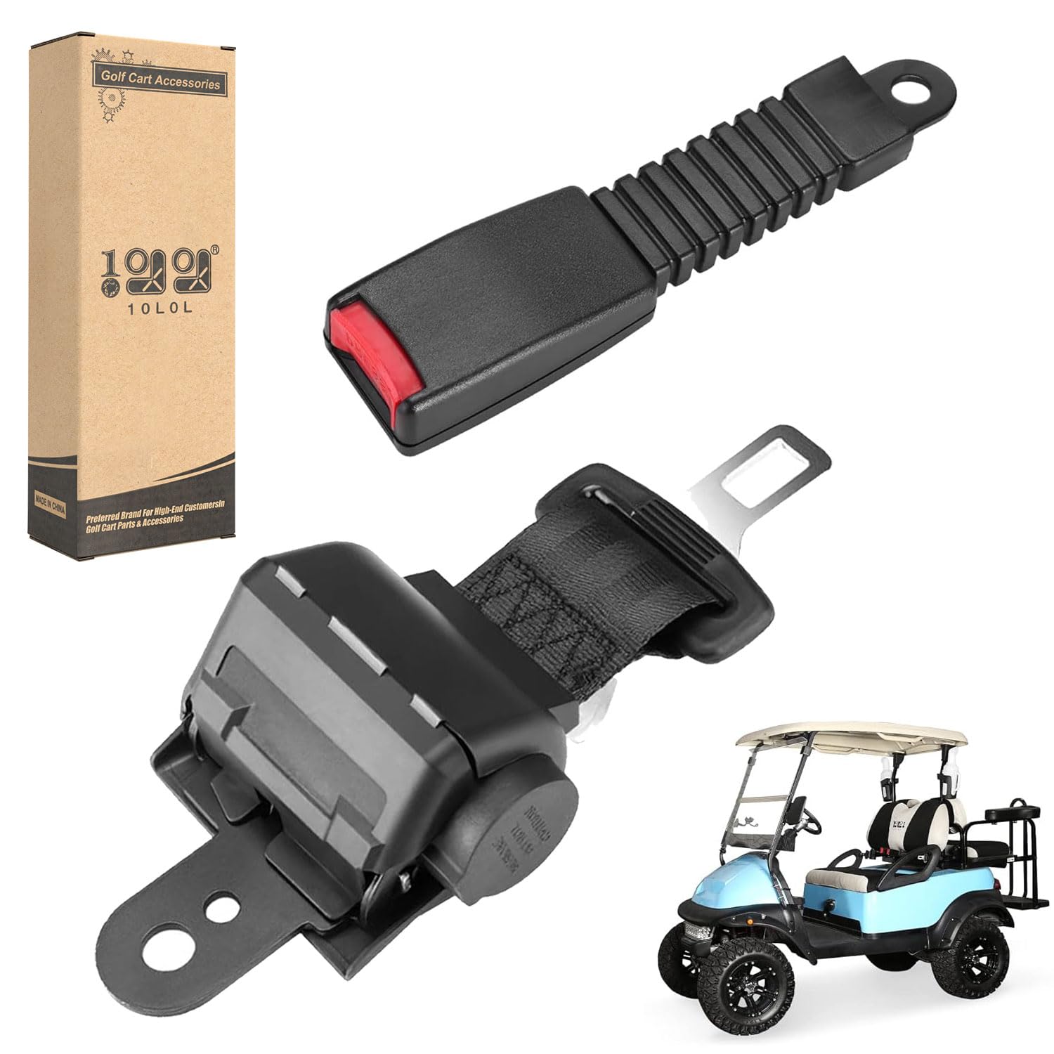 Photo 1 of 10L0L Golf Cart Seat Belts for Yamaha/EZGO/Club Car/Go-Kart ATV UTV, Universal Retractable 42" Seat Belts with DOT Certification, Replacement Buckle with Flexible Handle, Easy Snap-in Installation
