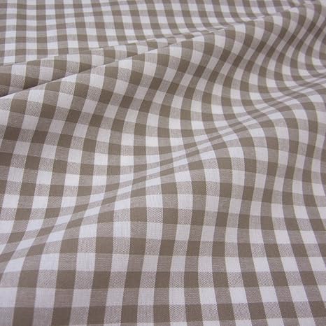Stoff Meterware Bauernkaro taupe braungrau weiß Karo kariert Landhaus Gardine