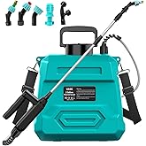 2 Gallon Battery Powered Garden Sprayer, 7.4V Powerful Electric Backpack Sprayer, Weed Yard Lawn Sprayer with 5 Mist Nozzles & Retractable Wand & Adjustable Strap for Lawn, Garden, Yard