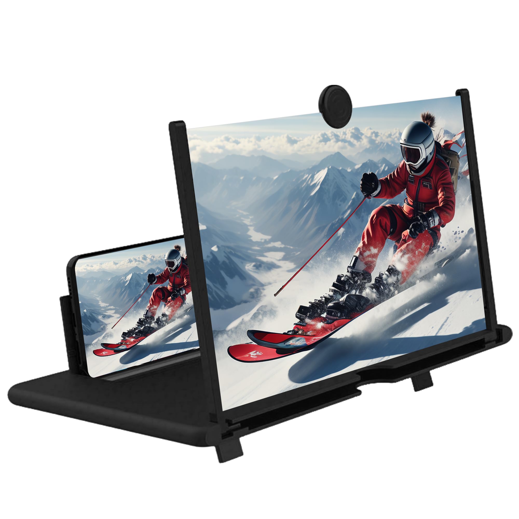 Photo 1 of 12 Inch Smartphone Screen Magnifier 3D HD Foldable Phone Stand with Adjustable Angle, Suitable for Movies, Videos, and Games,Supports All Smartphones. (Black)