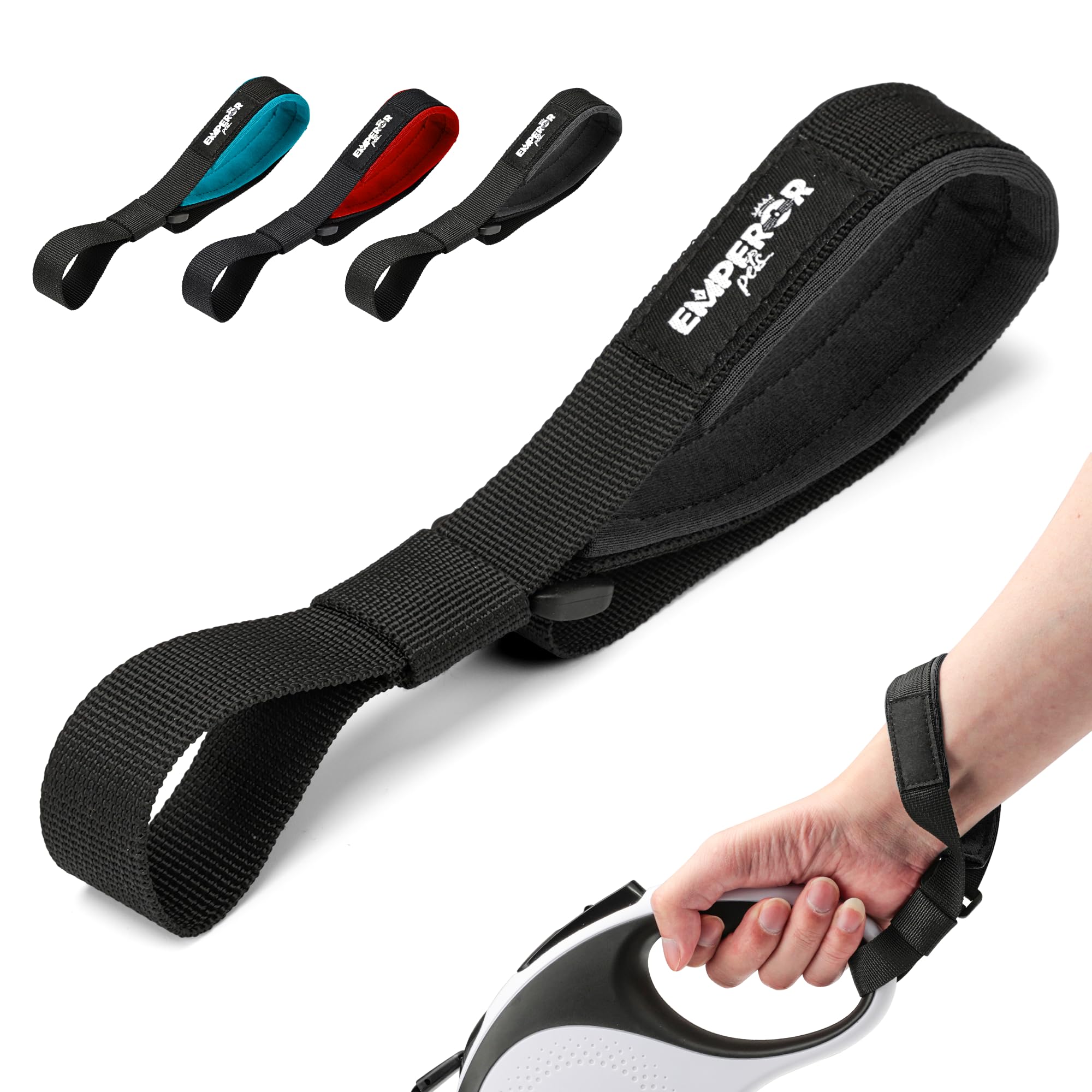 Photo 1 of Emperor Pets Retractable Dog Leash Hand or Wrist Strap Accessory - Loosen Grip for Your Hands, Better Control with Greater Comfort -Classic Black