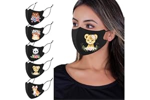 OMG Decor Face Masks Washable,Cloth Face Mask Reusable,Ice Silk Cotton Cloth Masks,3D Printing Pattern Face Mask,Pack of 5