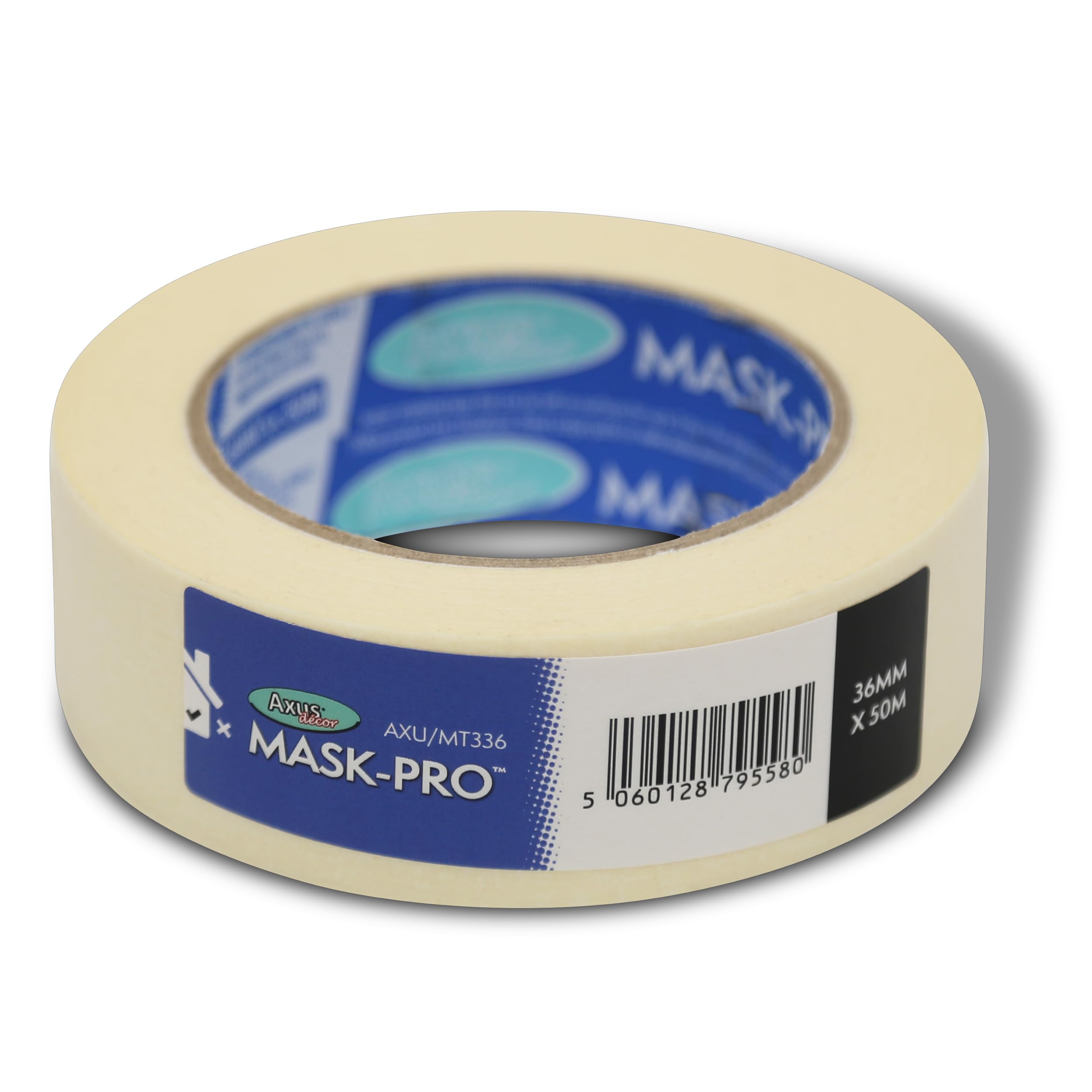 Axus Decor Mask-Pro Painter's Tape Surfaces, Residue Free Removal, For Painting Decoration & DIY Projects, Cream - 36mm x 50m
