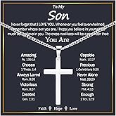 EPIRORA Cross Necklaces Gifts for Men Him, Stainless Steel Cross Necklace Cuban Chain Pendant Necklace Gifts for Son Grandson Brother Nephew Mens