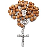 Mondo Cattolico Rosary Beads catholic for Women and Men from Vatican, Confirmation Catholic Rosary in Olive Wood Beads and Holy Spirit Center Medal - Perfect Catholic gifts