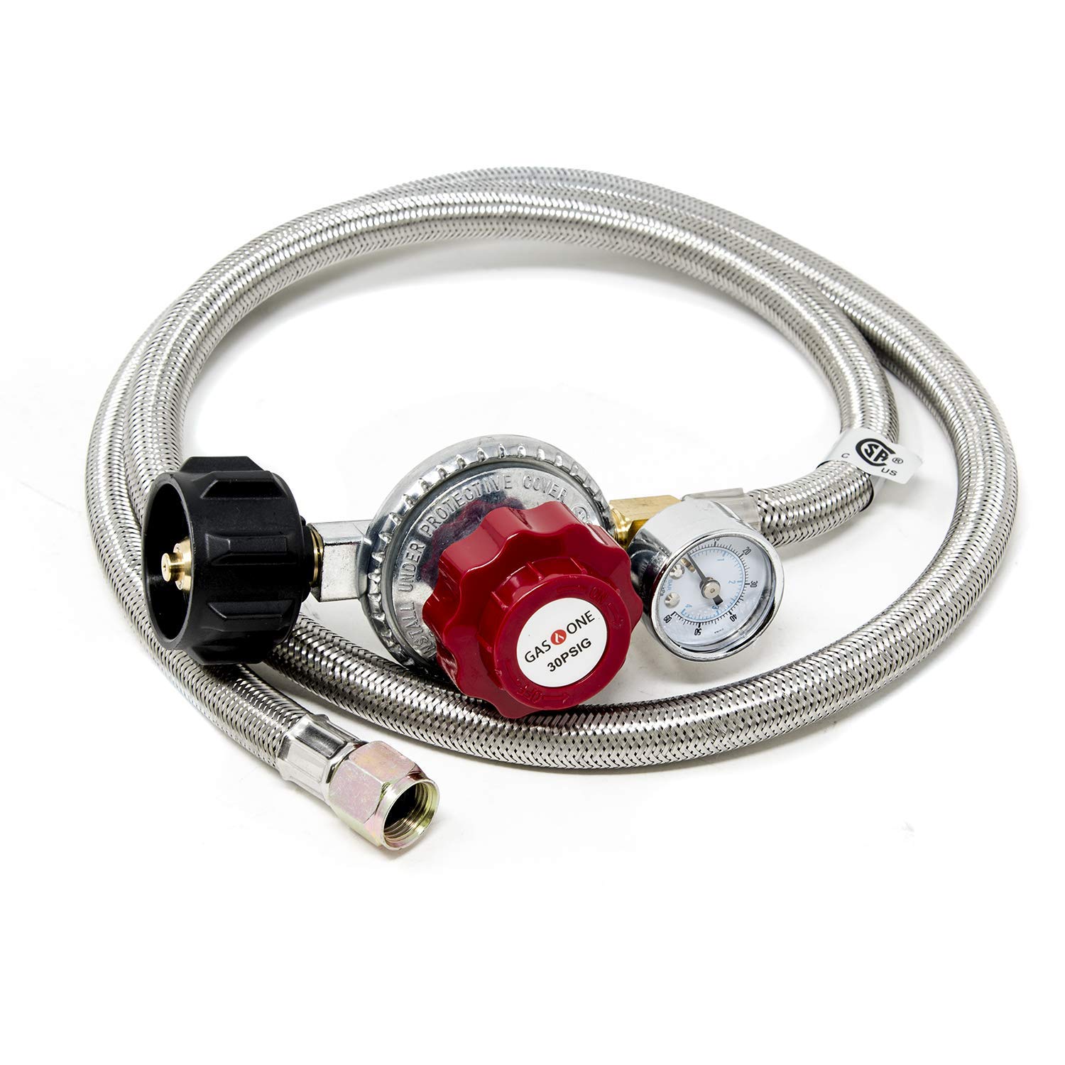 GasOne 2123 Propane Hose and Regulator High Pressure 0-30PSI with PSI Gauge