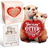 Gifts for Women Her Girlfriend Wife Husband BF Men Him Otter Figurines | Anniversary Birthday Gifts for Women Men I Love You Wedding Romantic Gift for Wife Husband Couples,Hand-Painted Sculpture