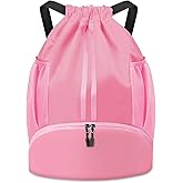 BROTOU Soccer Bags, Football Backpack, Volleyball Bag, Drawstring Backpack with Ball and Shoe Compartment, Football bags for Equipment Swim Gym Bag