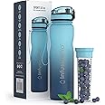 Infusion Pro 32 oz Fruit Infuser Water Bottle with Time Marker - Flip Top Locking Lid, Insulated Sleeve & 50 Recipe Fruit Infusion Water eBook : Leak Proof : for Gym, Sports, Travel : Unique Gift Idea