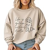 Golden Doodle Mama Women's Long Sleeve Crewneck Dog mom Sweatshirt Golden Doodle Mama Print Graphic Shirts Pullover Tops