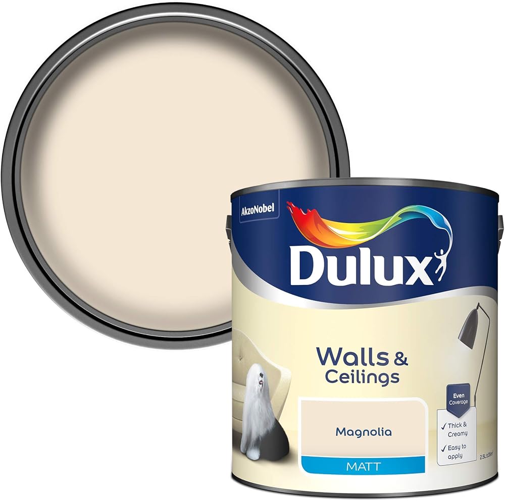 Dulux Matt Emulsion Paint For Walls And Ceilings Magnolia 2.5 L