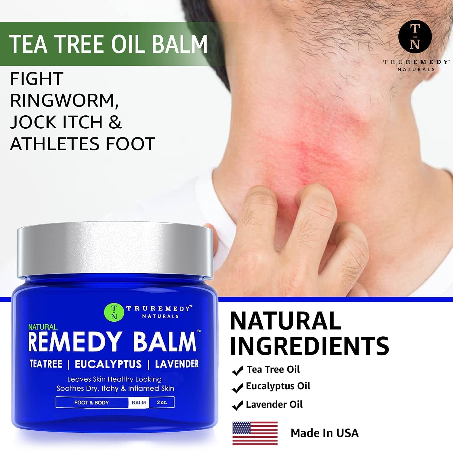 Remedy Tea Tree Oil Balm & Body Wash Bundle | Helps Body Odor, Athlete's Foot, Jock Itch, Ringworm, Yeast Infections, Skin Irritations, Eczema, Rashes for Women/Men | 100% Natural Tea Tree Mint & Aloe