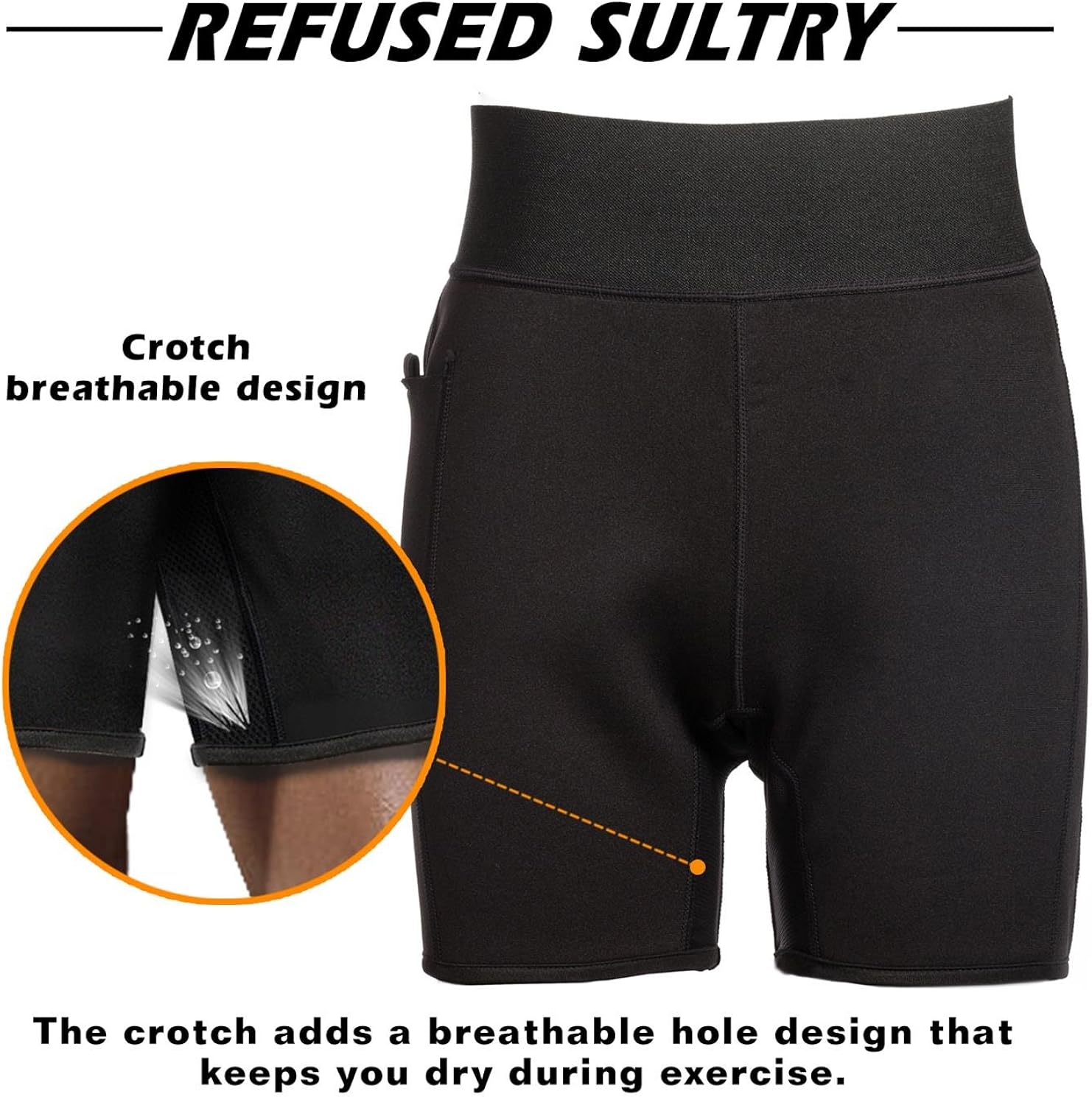 Women Weight Loss Hot Neoprene Sauna Sweat Pants with Side Pocket Workout Thighs Slimming Capris Leggings Body Shaper: Clothing