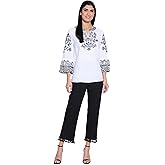 John Mark Womens Five-Pocket Pant with Tassel Trim Hem