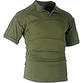 OCANXUE Tactical Short Sleeve Shirts for Men Military Combat T Shirt Workout Gym T-Shirt 1/4 Zip with 2 Pockets
