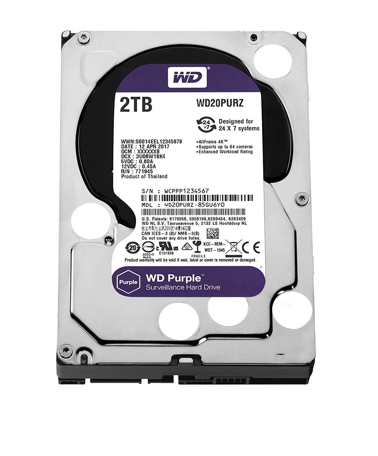WD 2 TB Surveillance Hard Drive - Purple