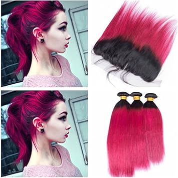 Amazon Com Tony Beauty Hair 1b Hot Pink Ombre Human Hair Weaves
