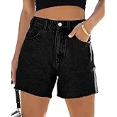 Cicy Bell Womens High Waisted Jean Shorts Summer Baggy Stretchy Straight Leg Raw Hem Mom Denim Shorts