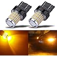 iBrightstar Newest 9-30V Super Bright Low Power 7443 7440 T20 LED Bulbs with Projector Replacement for Front Rear Turn Signal