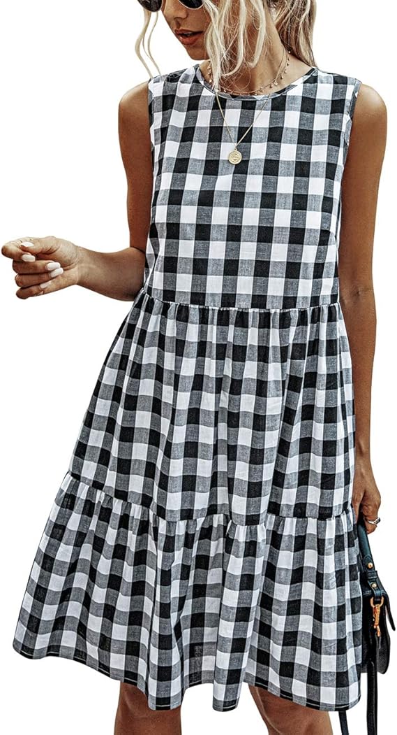 pretty plaid knit mini dress