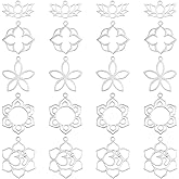UNICRAFTALE 20pcs 5 Styles Flower Hollow Charm Open Back Bezel Pendants Stainless Steel Frame Charms Dangle Charms Yoga OM Lotus for Resin Pressed Flower Lucky Amulet Pendants for Jewelry Making