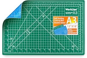 WORKLION 12" x 18" Art Self Healing PVC Cutting Mat, Double Sided, Gridded Rotary Cutting Board for Craft, Fabric, Quilting, Sewing, Scrapbooking Project