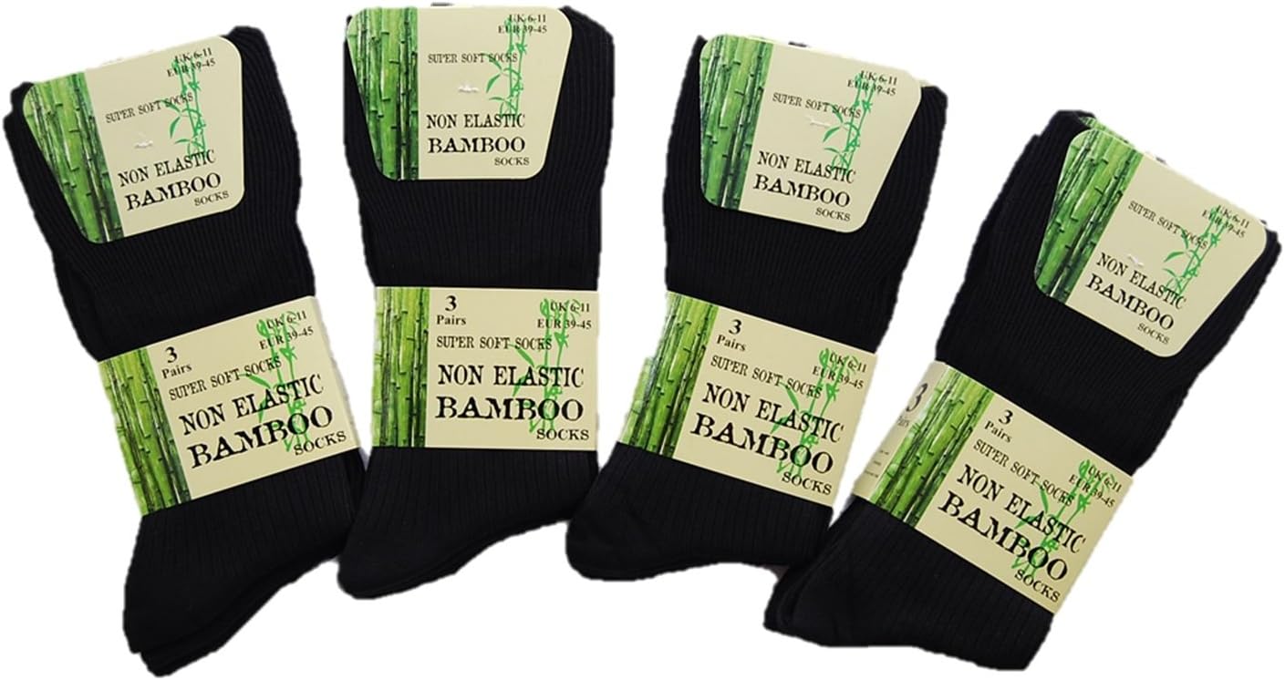 6 Pairs Mens Super Soft Non Elastic Bamboo Socks Anti-Bacterial Loose Top Dress Sock UK 6-11 (EUR 39-45)