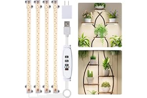 LED Grow Light Strips, Grow Lights for Indoor Plants Full Spectrum 3000K, 192 LEDs Plant Light with 3/9/12H Timer, 10 Dimmabl