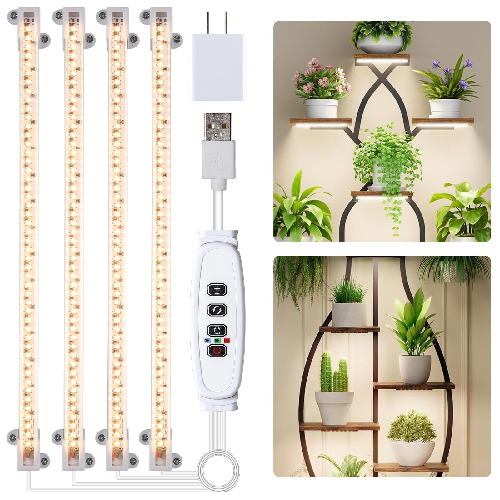 Photo 1 of Hywyimlait LED Grow Light Strips for Indoor Plants Full Spectrum 3500K, 192 LEDs Plant Light Bar with 3/9/12H Timer, 10 Dimmable Levels for Seedling Succulent, 13 Inches, 4 Head