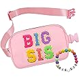 Big Sister Gifts For Girls, Big Sister Fanny Pack With Bracelet, Belt Bag For Girls Teens Kids, Personalized Christmas Birthday Gifts For Daughter Crossbody Bag Purse (BIG SIS-1, Pink)