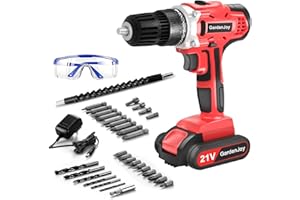GardenJoy 20v Cordless Drill Set, Power Electric Kit Battery With Charger 30Nm 2-Speed 3/8" Keyless Chuck 24+1 Torque Drill Driver screwdriver Bits with LED Electric Work Light for Women DIY