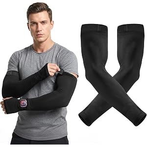 Vorshape Adjustable Arm Sleeves for Men Women,UV Sun Protection Sleeve with Thumb Hole&Watch Hole,for Driving Riding Sports