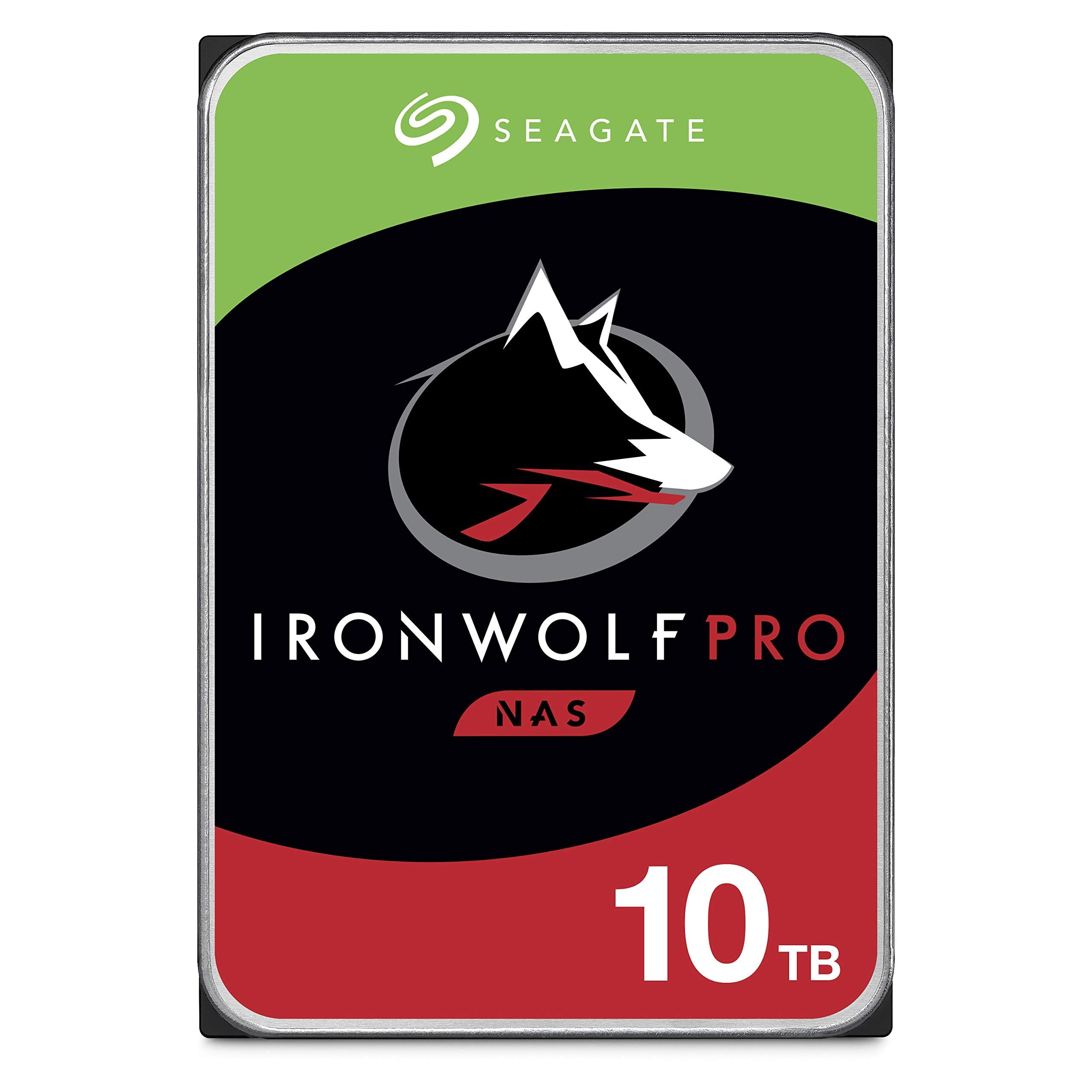 Seagate IronWolf Pro, 10TB, Internal Hard Drive, NAS, CMR, 3.5 Inch, SATA, 6GB/s, 7.200 RPM, 256MB Cache, for RAID Network Attached Storage, 3 year Rescue Services (ST10000NE000)