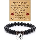 Gift for Husband from Wife Beaded Bracelet Anniversary Idea from Wife Valentine Wedding Gifts for Soulmate Love Husband Boyfriend Happy Birthday Gifts Ideas for Him Couple Men Jewelry Bracelet