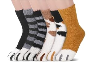 6 Pairs Fuzzy Socks for Women, Cat Claw Socks, Slipper Socks, Fuzzy Cosy Warm Cat Socks Fluffy Socks Cat Paw Socks Winter Nov