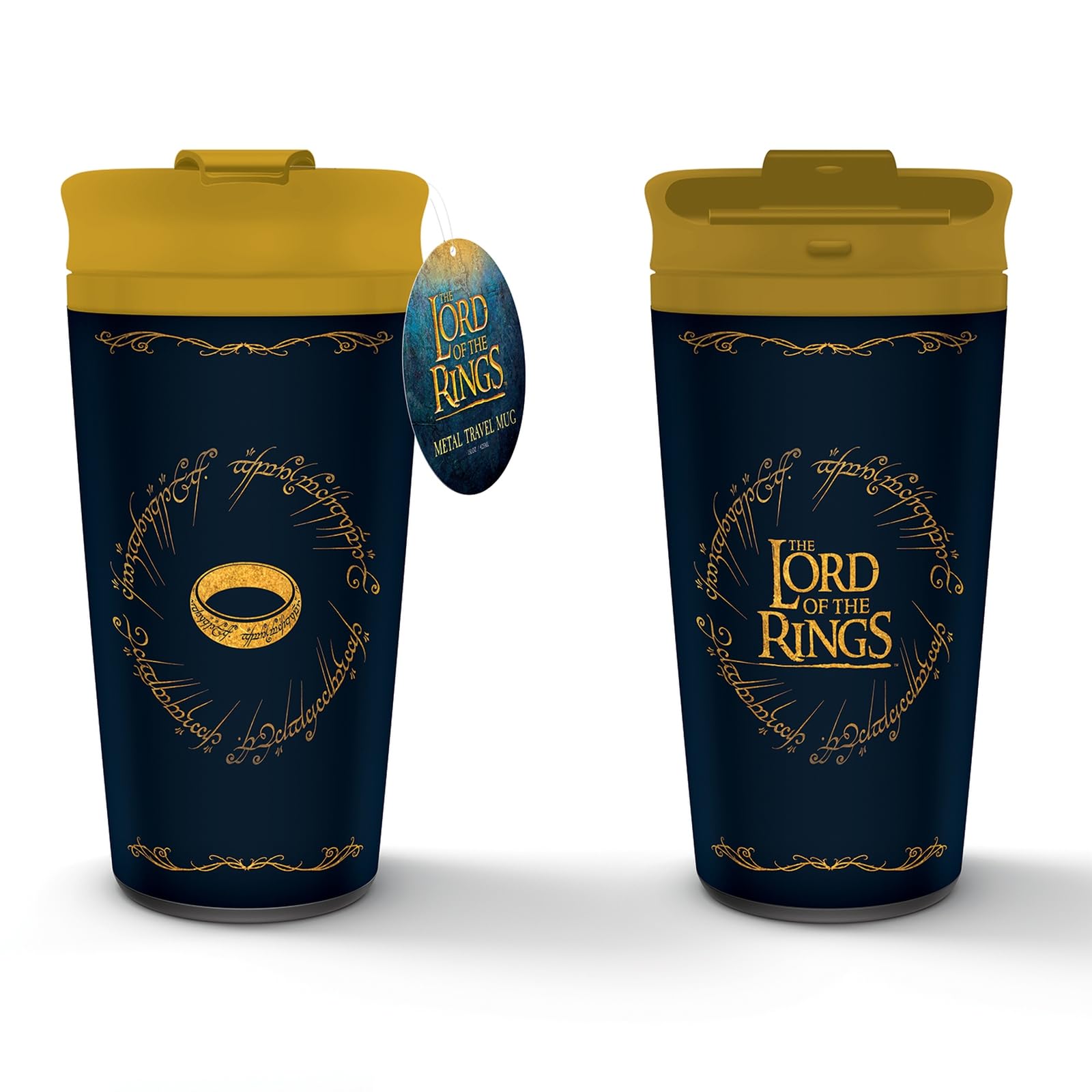 Pyramid International Lord of the Rings Travel Coffee Mug (The Ring Design) 16oz Metal Insulated Travel Coffee Mug, Lord of the Rings Gifts for Men and Women - Official Merchandise