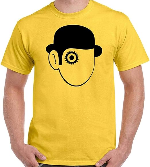 Amazon A時計じかけのオレンジtシャツメンズレトロ70年代の映画フィルムスタンリー キューブリックポスタートップ イエロー S 服 ファッション小物 通販