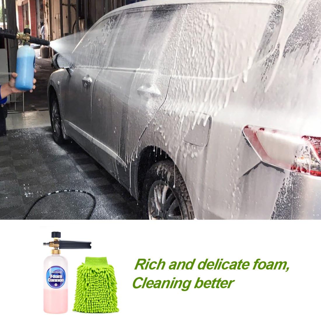 Blisstime Snow Foam Lance Car Wash Pressure Washer Jet Wash 1/4" Quick Release Adjustable Foam Cannon: Garden & Outdoor