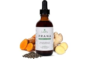 Leefy Organics PRANA - The Original Organic Liquid Turmeric Curcumin and Ginger Extract with Black Pepper