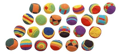 Sport-Thieme Kickbälle, Footbags, Jonglierbälle | 24 Kick-Bälle im Set | Gestricktes Obermaterial aus Baumwolle, Granulatfüll
