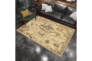 PBCBYUEUV Square Carpet ● Retro Harry Pott Er Magic World Map Printing and Dyeing Pattern Interior Decoration Carpet(B,80 * 1