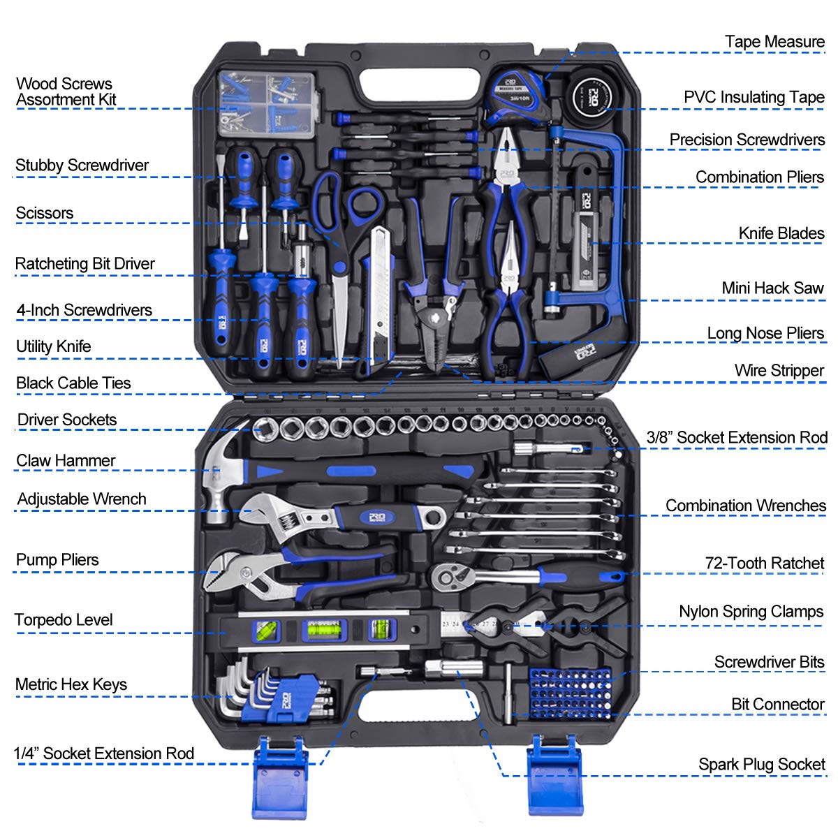210-Piece Household Tool Kit, PROSTORMER General Home/Auto Repair Tool ...
