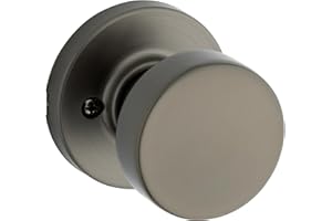Kwikset Pismo Round Dummy Door Knob, Single Sided Handle for Closets, French Double Doors, and Pantry, Gunmetal Non-Turning Interior Push/Pull Door Knob