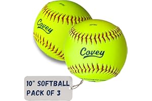Covey Sports 10 Inch Softballs for 8U & 6U Girls - Low Compression Softball Practice Balls with Soft Rubber Core - Youth Equipment for Tee Ball, Coach Pitch & Individual Practices