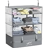 FANCYOU Compressible Packing Cubes Portable Hanging Closet Shelves 17"x12"x24" Extendable Travel Organizer Nylon Packing Bags